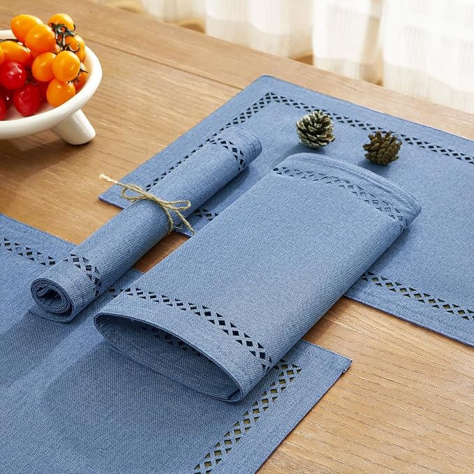 Farmhouse Burlap Place Mats, 12 x 18 Inch | Double Layer, Thick Textured - Image 6
