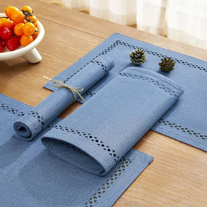 Farmhouse Burlap Place Mats, 12 x 18 Inch | Double Layer, Thick Textured - Image 6