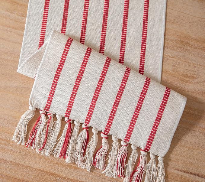 Caflife Christmas Table Runner 72 Inchs Long, Cotton and Linen Woven - Image 5