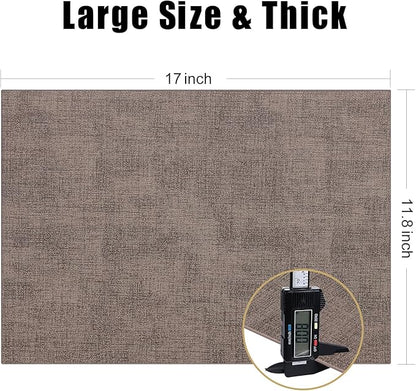 Homaxy Faux Leather Heat Resistant Placemats for Dining Table Set of 12, Waterproof Wipeable Washable PU Table Mats, Easy to Clean Anti-Slip Place Mats, 11.8" x 17", Dark Brown
