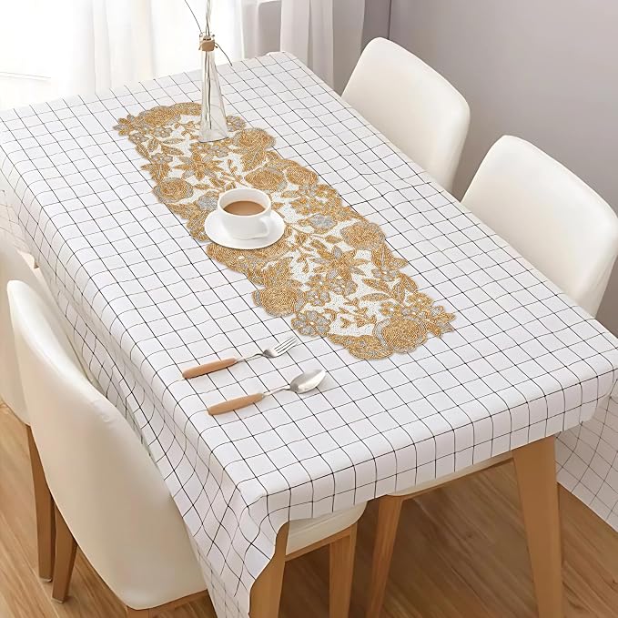 Beaded Table Runner Decore 36 inches Long Christmas Snowflake Coastal Shell - Image 5