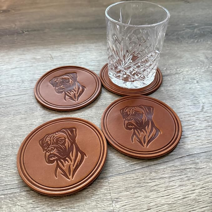 Dog Breed Leather Coasters – Premium Full Grain Table Protectors - Image 3