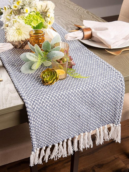 DII Woven Basics Collection 100% Cotton Knit Table Runner, French Blue - Image 5
