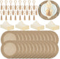 Gejoy 72 Pcs Round Burlap Placemats Wood Bead Napkin Rings by Gejoy