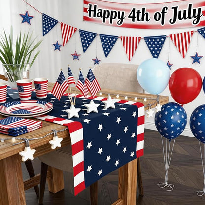 4th of July Decorations, Patriotic USA Stars Table Runner - Image 3