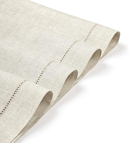 D'Moksha Homes Light Natural Linen Cloth Placemats Set of 4-100% Pure Linen Hemstitch Placemats 14 x 19 Inch - Classic Hemstitch Table Place Mats for Valentines, Easter - Machine Washable