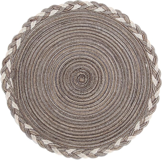 SHACOS Round Placemats Set of 4 Braided Glitter Round Table Placemats 15 inch - Image 3