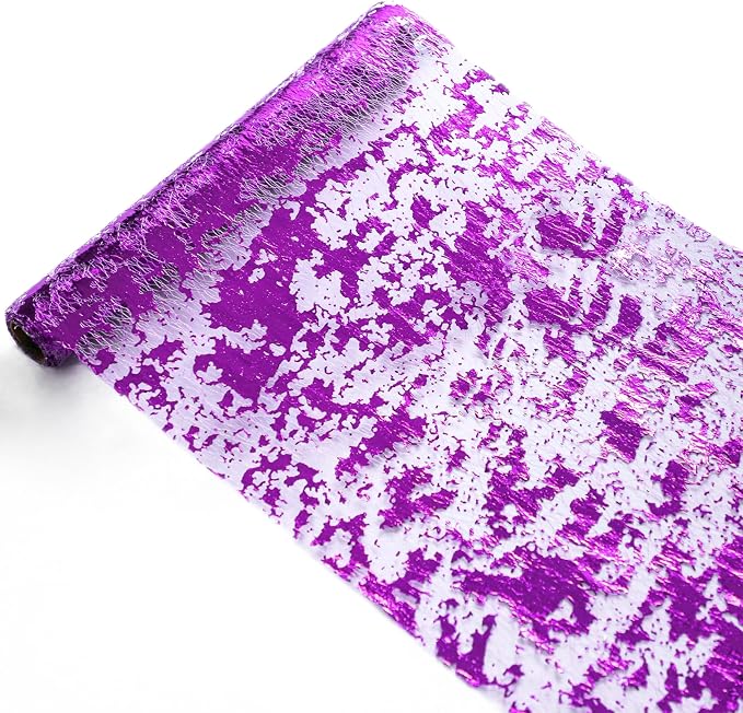 Snowkingdom Purple Table Runner, Sequin Glitter Foil Metallic Thin Mesh Runners by Snowkingdom