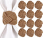 ALPHA Living HOME Rustic Jute Napkin Rings Set of 12 - Natural Woven Napkin Holders for Table Décor, Parties, Weddings, Everyday Dining - Farmhouse Style Napkin Rings Accessories (Brown)