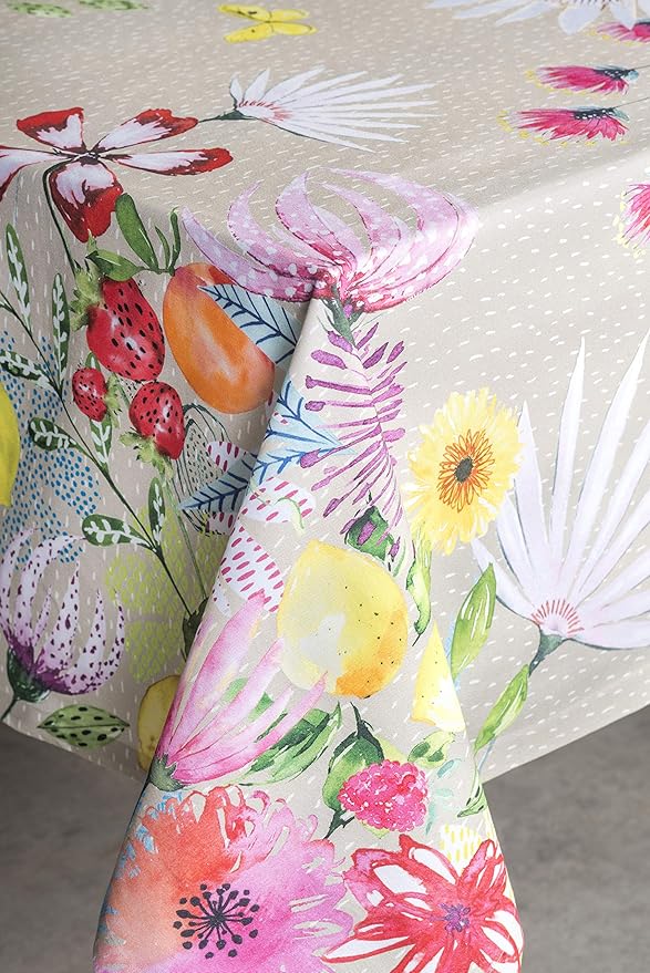 Maison d' Hermine Table Cloth Rectangle Table 100% Cotton 54 x 72 Inches Tablecloth Reusable Decorative for Dining Room Farmhouse Home Valentines Day Decorations Spring Summer - Jardin D'Ete - Fog