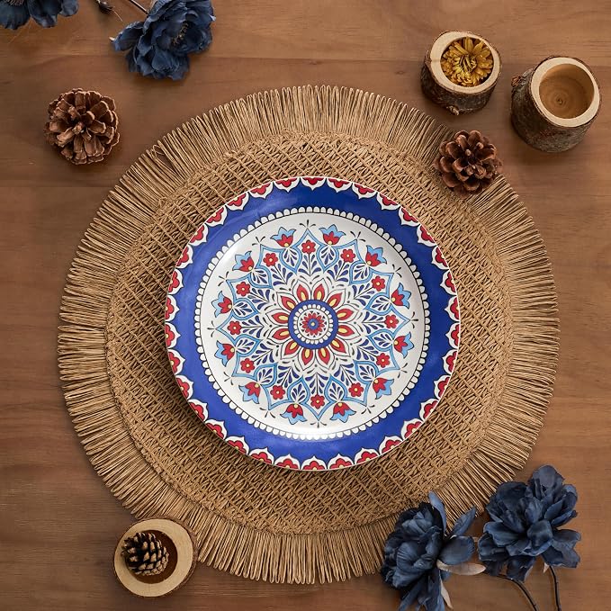 Bico Boho Totem Salad Plates Set of 4, 8.75 Inch Ceramic Dessert Plates - Image 4