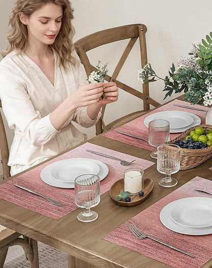 Leetaltree Gradient Pink Woven Placemats Set of 8 - Image 2