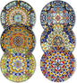 vancasso Salad Plates Set of 6-8.5 Inch Ceramic Dessert Plate, Small Dinner Plate Set, Microwave, Oven and Dishwasher Safe, Colorful Bohemian Style Dishes for Kitchen