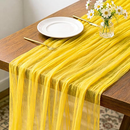 1 Pack Yellow Cheesecloth Table Runner 120 Inch Boho Wedding Decor | by Fixwal