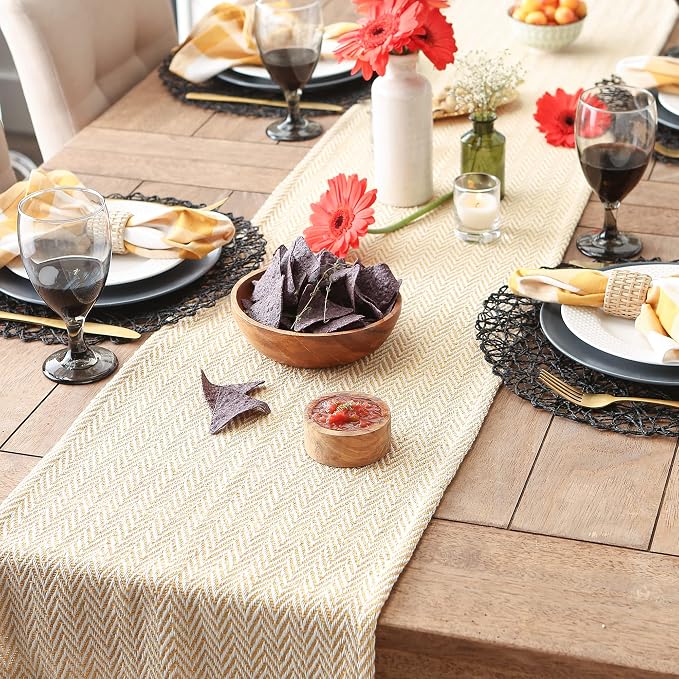 DII Woven Basic Tabletop Collection, Chevron Table Runner, Honey Gold - Image 3