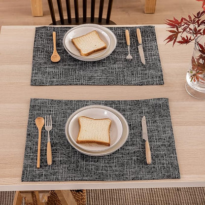 Kevin Textile Halloween Table Mats Set of 4 Heat Resistant Washable Placemats for Parties Buffet Dinner, 13 x 19 inches, Black