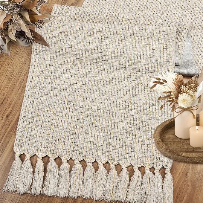 Woven Table Runner 48 Inch, Boho Farmhouse Dresser Runner - Image 4