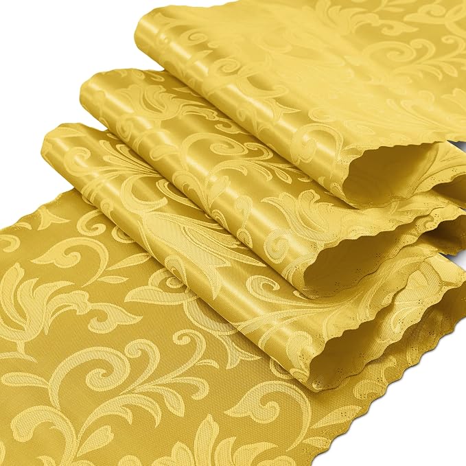 RUDONG M Gold Satin Table Runners, 12 x 108 Inch, 2 Pack | Long Silky Damask - Image 7