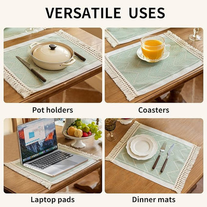 14x18 Geometric Placemats Waterproof Boho Table Mats Tassels | Tired of messy - Image 6
