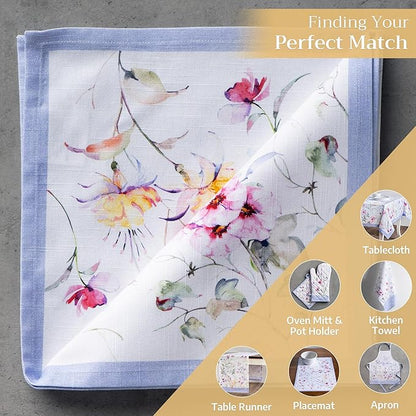 Maison d' Hermine Cloth Napkins Set of 4 100% Cotton Everyday Reusable Square Napkins Cloth Washable Dinner Party Wedding Restaurant Valentines Day Decorations Spring/Summer (Summer Floral, 20" x 20")