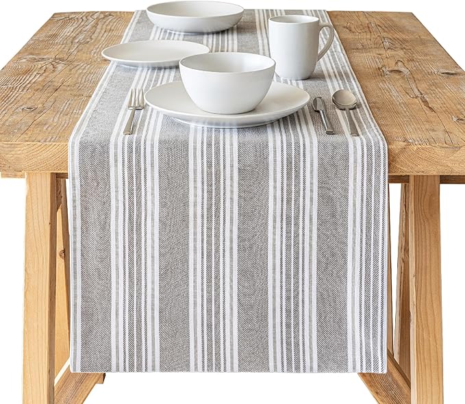 Over&Back 18x108 Woven Striped Table Runner by overback