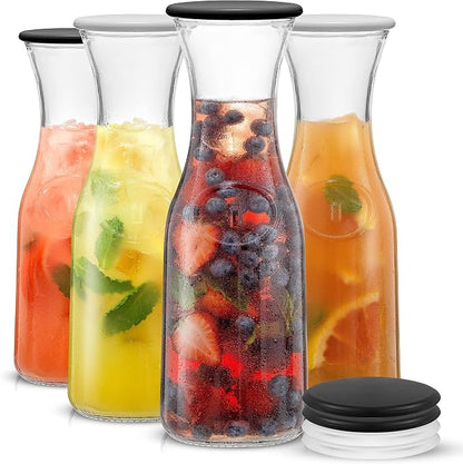 JoyJolt Glass Carafe with Lid, Iced Tea, Milk – Dishwasher Safe Beverage Drink by JoyJolt