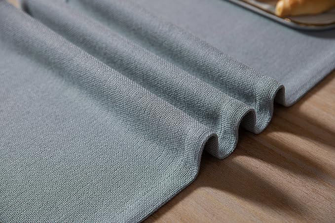 Burlap Style Farmhouse Table Runner, 14x72 Inches Light Dusty Blue | Thick - Image 6