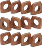 Acacia Wood Napkin Rings Set of 12 – Handmade Square Rustic Wooden Napkin by Lahumzco
