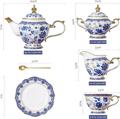 ACMLIFE Tea Set for Adults, Vintage Tea Sets, Bone China Tea Set, Tea Cup Set - Image 6