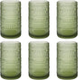 Vintage Hobnail Drinking Glasses Set of 6, 16 oz Large Capacity Embossed Green Tumblers, Highball Glasses for Water, Cocktail, Beer, Whiskey, Kitchen & Bar Use