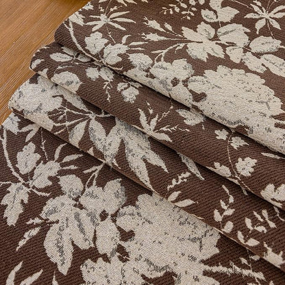 Floral Dark Brown Botanical Table Runner 13 x 48 Inch | Jacquard Flower - Image 6