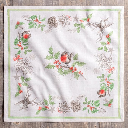 Maison d' Hermine Cloth Napkins Set of 4 100% Cotton for Thanksgiving Christmas Decorations Everyday Reusable Square Fall Napkins Cloth Washable Dinner Party (Christmas Dew, 20"x20")