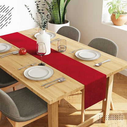 Encasa XO Table Runner, Embossed Velvet, Elegant 13"x72" | Red, 175 GSM - Image 2
