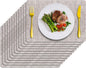 Placemats Set of 12 Washable, Heat Resistant Table Placemats Wipeable Faux Leather Place Mats Non Slip, Waterproof Square Table Mats for Indoor Outdoor, Light Grey