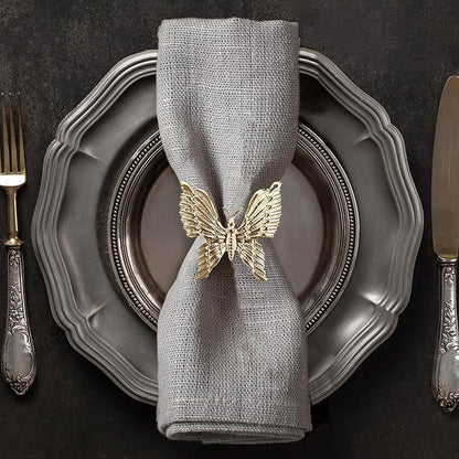 Decozen Set of 8 Gold Napkin Rings in Butterfly Design Festive Table Decor Setting for Holiday Wedding, Birthday, Kitchen, Home Decor Housewarming Gift - Mothers Day Decorations