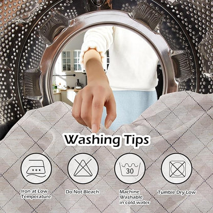 MYSKY HOME Table Cloth 60x102 in Rectangle, Heavy Duty Linen Look Waterproof Tablecloths Farmhouse Tablecloth, Wrinkle Free Table Cover with Black Plaid for Kitchen Dining, Party