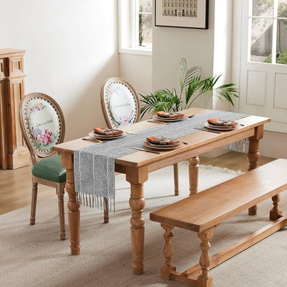 Braided Farmhouse Table Runner, Braided Charcoal 13x90 Inch, Cotton Linen Table - Image 3