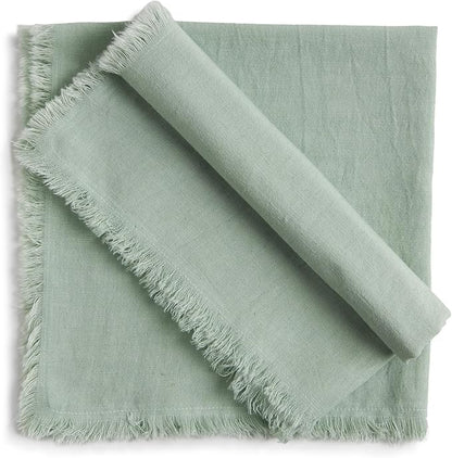 ACCENTHOME Teal Cotton Linen Napkin Set of 12 18x18 inch Dinner Napkins - Washable Soft Premium Hotel Quality Reusable Hemmed Edges Napkins Perfect Table Linens for Family Dinners, Weddings
