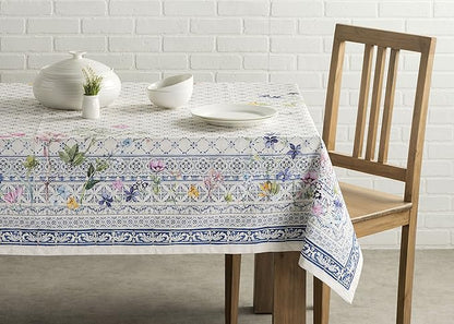 Maison d' Hermine Table Cloth Square Table 100% Cotton 60 x 60 Inches Tablecloth Reusable Decorative for Dining Room Farmhouse Home Valentines Day Decorations Spring Summer - Faience