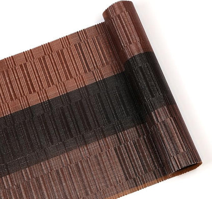 SHACOS Table Runners Woven Vinyl Table Mats 12x71 inch for Kitchen Dining Table Non Slip Washable, Ombre Coffee Black