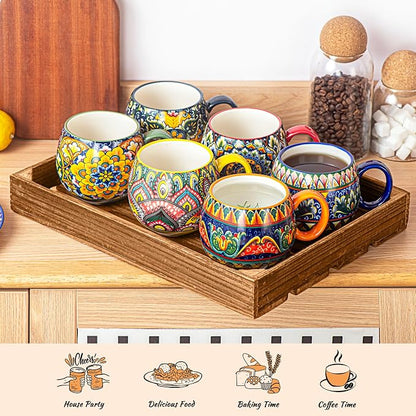 Henten Home Ceramic Coffee Mug Set of 6, 20 oz Colorful Coffee Cup - Image 6