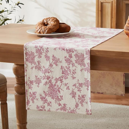French Pastoral Farmhouse Table Runners, 13x72 Inch Rose Pink | 100% Organic - Image 7