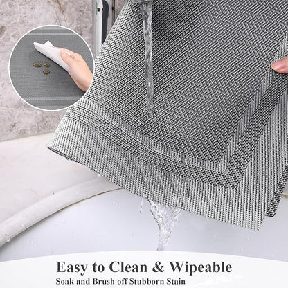 SHACOS Woven Vinyl Placemats Set of 4 Wipe Clean Place Mats for Dining Table Heat Resistant PVC Weave Table Mats Indoor Outdoor (4, Frame Grey)