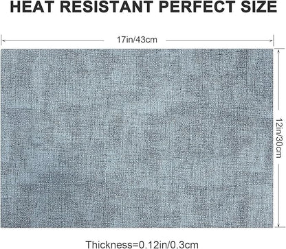 Leather Heat Resistant Placemats Set of 6 Waterproof Wipeable Washable PU Table Mats,Easy to Clean Anti-Slip Place Mats (Blue, 6)