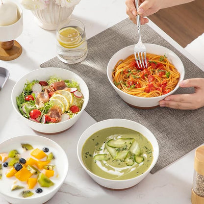 MALACASA Soup Bowls, Ceramic Salad Bowls Set of 4, 36oz Ceramic Bowls | - Image 8