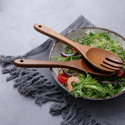 2 pcs Wooden Spoons for Cooking, 10.5 Inch wooden Salad servers of ladle and - Image 5