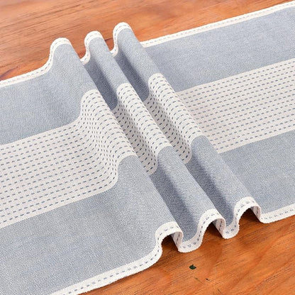 Wracra Linen Table Runner, Stripe Table Runners 90 Inches Long Blue | Delicate - Image 2