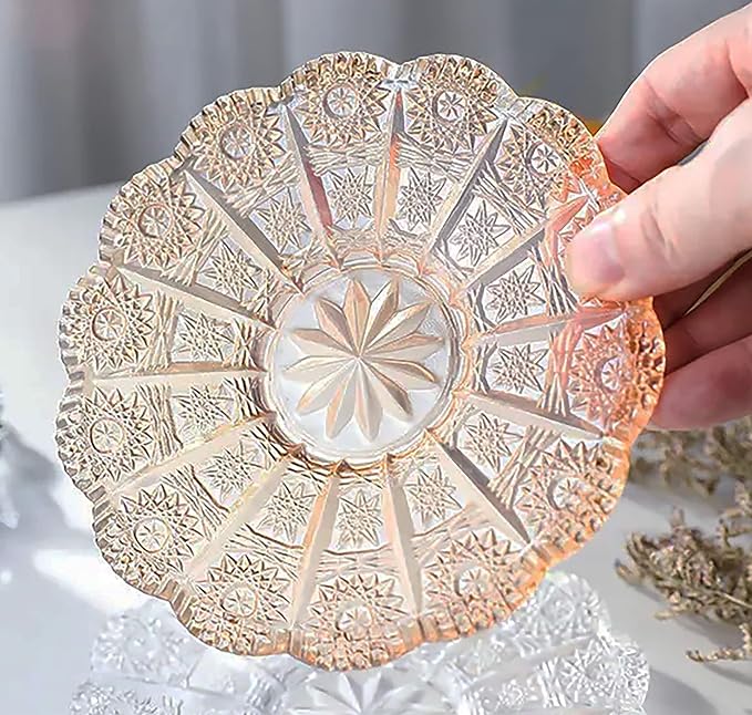 Mazeology Vintage Embossed Sunflower Flower Design Set of Two Amber Pressed - Image 6