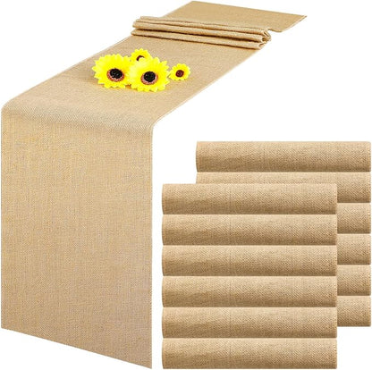 12 Pack Burlap Table Runners 12 x 71 Inch Rustic Table Runner Bulk Jute by Buryeah
