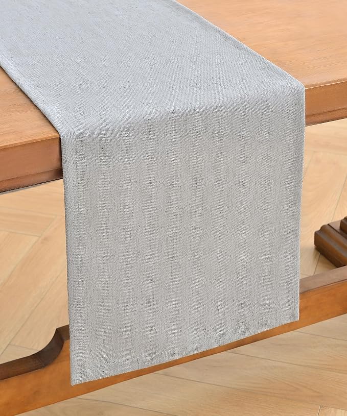 Wracra Linen Table Runner, Burlap Sliver Grey Table Runners 60 Inches Long | - Image 7
